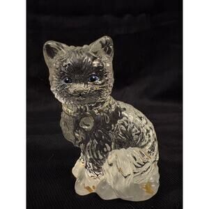Solid Glass Kitty Cat Kitten Figurine Cottagecore Grandmacore Heavy